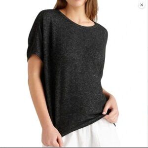 QUINCE Brushed Short Sleeve Lounge Tee Size M Charcoal Gray